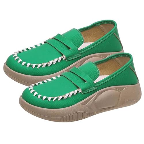 Schuhe Damen Sneaker Schwarz Orthopädische Wanderschuhe für Damen, weiche Sohle, reines Rindsleder, orthopädische Slipper, Damen-Freizeitschuhe ene Schuhe Damen Sneaker (Green, 36) von Generisch