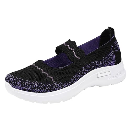 Schuhe Winter Damen Boots Schwarz Weiche orthopädische Schuhe für Damen, atmungsaktiv, gewebt, zum Gehen, Slip-On-Schaumstoffschuhe, Fußgewölbeunterstützung, Hände, Slip-In-Sneaker Leopard (Black, 36) von Generisch