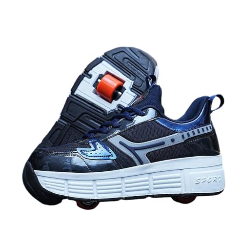 Schuhe mit Rollen für Kinder Rollschuhe Schuhe für Jungen Mädchen Unisex Outdoor Sportschuhe Sneakers Kinder mit 2 Rollen Trainer Skateboarding Schuh Einziehbare Schuhe mit Rollen Skateboardschuhe von Generisch