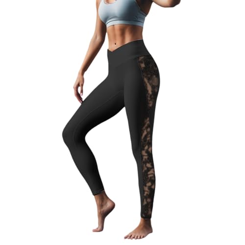 Schwarz Legging Damen Sexy Spitzen Hose High Waist Yogahose Sweathose Push Up Jogginghose Elastisch Bequem Fitnesshose Gym Workout Hosen Mesh Sport-Laufhose Schwarz Legging Damen Sexy Spitzen Hose High Waist Yogahose Sweathose Push Up Jogginghose Elastisch Bequem Fitnesshose Gym Workout Hosen Mesh Sport-Laufhose von Generisch