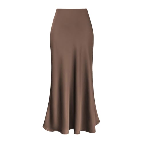 Seidenröcke, Satin, hohe Taille, lässig, einfarbig, Rüschen, Urlaubsröcke für Damen, lange Kleider für Sommer, klassischer Herbst, Maxirock, Strandrock, Bademantel, Maxirock, Sommer, coffee, 44 Seidenröcke, Satin, hohe Taille, lässig, einfarbig, Rüschen, Urlaubsröcke für Damen, lange Kleider für Sommer, klassischer Herbst, Maxirock, Strandrock, Bademantel, Maxirock, Sommer, coffee, 44 von Generisch