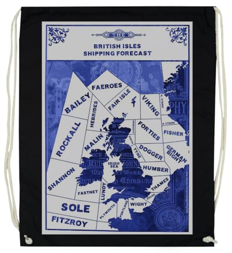 Shipping Forecast Map Schwarze Trainingstasche Mit Unisex-Kordelzügen von Generisch