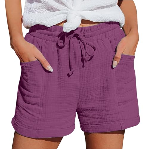 Shorts Damen Sommer High Waist Kurze Hose Sommer Musselin Sommerhose Frauen Kurz Leicht A-Linie Rüschen Rock Shorts Baggy Blickdicht Strandshorts Shorts Damen Sommer High Waist Kurze Hose Sommer Musselin Sommerhose Frauen Kurz Leicht A-Linie Rüschen Rock Shorts Baggy Blickdicht Strandshorts von Generisch