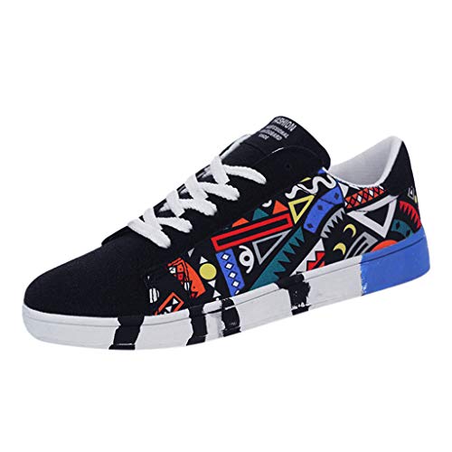 Skateboard Schuhe Herren - Stoffschuhe Herren Sommer Graffiti-Druck Sneaker Mit Schnürung Freizeitschuhe Modern Schnürschuhe Bequem Atmungsaktive Strandschuhe Rutschfest Sommerschuhe Bootsschuhe von Generisch