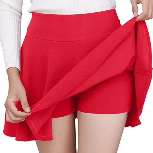 Generisch Skirt with Shorts - Korean Fashion Mini Rock Mini Skirt Plisseerock Damen Pole Dance Outfit Party Outfit Damen Plissee Rock Jeansrock Klamotten Teenager Mädchen Rock Wickelrock A von Generisch