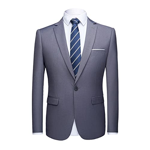 Slim Fit 1-Knopf-Blazer für Herren Leichte Lässige Anzugjacke mit Gekerbtem Revers Täglicher Business Hochzeitsfeier Sportmantel (Grau 2,3XL) von Generisch