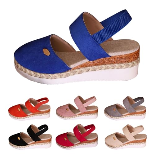 Slingback-Plateau-Sandalen für Damen, Keilsandalen, geschlossene Zehen, Wildleder, Sommerschuhe, Strohkante, Espadrilles, Sommer, elastischer Riemen, mittelhoher Absatz, Outdoor, Keilabsatz, weiß, 39 Slingback-Plateau-Sandalen für Damen, Keilsandalen, geschlossene Zehen, Wildleder, Sommerschuhe, Strohkante, Espadrilles, Sommer, elastischer Riemen, mittelhoher Absatz, Outdoor, Keilabsatz, weiß, 39 von Generisch