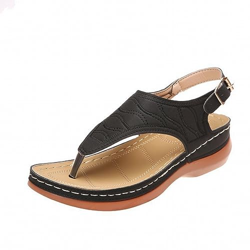 Slingback-Sandalen für Damen, Zehensteg, flache Flip-Flops, Sommer-Slides, für drinnen und draußen, Strand, Hausschuhe, Pantoffeln, Freizeitschuhe, Schwarz , 39.5 EU Slingback-Sandalen für Damen, Zehensteg, flache Flip-Flops, Sommer-Slides, für drinnen und draußen, Strand, Hausschuhe, Pantoffeln, Freizeitschuhe, Schwarz , 39.5 EU von Generisch