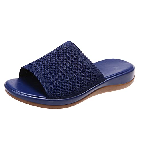 Slip-On-Hausschuhe für Damen aus Netzstoff, orthopädisch, atmungsaktiv, Fußgewölbeunterstützung, Slipper für Plantarfasziitis, leichte Badeschuhe, Outdoor, Sommer, Innenbereich, Hausschuh, blau, 38 2 Slip-On-Hausschuhe für Damen aus Netzstoff, orthopädisch, atmungsaktiv, Fußgewölbeunterstützung, Slipper für Plantarfasziitis, leichte Badeschuhe, Outdoor, Sommer, Innenbereich, Hausschuh, blau, 38 2 von Generisch