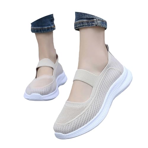 Slip-On-Sneaker für Damen, breite Passform, Fußgewölbeunterstützung, Plateau-Keil-Turnschuhe, bequem, orthopädisch, leicht, atmungsaktiv, Segeltuch-Mesh-Schuhe, Sneaker, D Beige, 38.5 EU Slip-On-Sneaker für Damen, breite Passform, Fußgewölbeunterstützung, Plateau-Keil-Turnschuhe, bequem, orthopädisch, leicht, atmungsaktiv, Segeltuch-Mesh-Schuhe, Sneaker, D Beige, 38.5 EU von Generisch