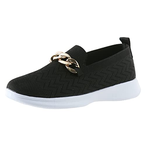 Slip-On-Turnschuhe, Wanderschuhe, 2025, Damen, Freizeitschuhe, modisch, Kettendekoration, Netzstoff, atmungsaktiv, bequem, flache Unterseite, rutschfest, Schwarz , 39.5 EU Slip-On-Turnschuhe, Wanderschuhe, 2025, Damen, Freizeitschuhe, modisch, Kettendekoration, Netzstoff, atmungsaktiv, bequem, flache Unterseite, rutschfest, Schwarz , 39.5 EU von Generisch