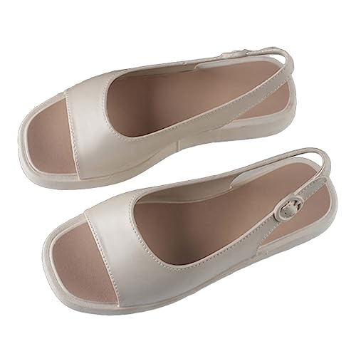 Sommer Neue Oberbekleidungs-Sandalen mit quadratischem Zehenbereich, Damenmode, einfarbig, offener Zehenbereich, lässig, flache Rückseite, Damenschuhe 2025, beige, 38.5 EU Sommer Neue Oberbekleidungs-Sandalen mit quadratischem Zehenbereich, Damenmode, einfarbig, offener Zehenbereich, lässig, flache Rückseite, Damenschuhe 2025, beige, 38.5 EU von Generisch