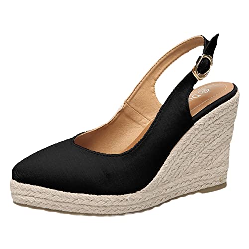 Sommer Sandalen Damen Elegant Espadrilles Für Damen Plateau Wedges Sandaletten Sling Back High Heel Plattform Zum Schnüren Geschlossene Sandalen Damen Sommerschuhe Sommer Pumps Frauen Schuhe von Generisch