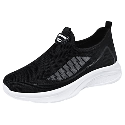 Sommer-Turnschuhe für Damen, Mesh-Slip-On-Sneaker, lässige Turnschuhe für Damen, leicht, atmungsaktiv, Laufschuhe, modisch, klassische Wanderschuhe, weich, bequem, Joggingschuhe für Damen, Schwarz , von Generisch