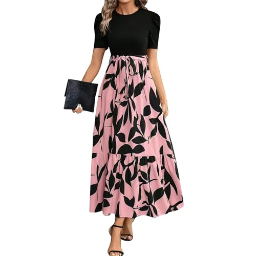 Sommerkleid Damen Lang A Linien Tunikakleid Hohe Taille Maxikleid Round-Ausschnitt Luftiges Strandkleid Mit Taschen Langer Plissee Dress Freizeitkleid Elastischem Bund Rosa-B M Sommerkleid Damen Lang A Linien Tunikakleid Hohe Taille Maxikleid Round-Ausschnitt Luftiges Strandkleid Mit Taschen Langer Plissee Dress Freizeitkleid Elastischem Bund Rosa-B M von Generisch