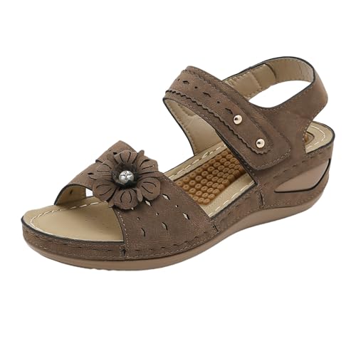 Sommerschuhe Damen, Damen Keilabsatz Sandalen Mit Blumen Strandsandalen Frauen Kleid Schuhe Keilsandalen Offene Zehe Leichtgewichts Orthopädische Schuhe Pu-Leder Römersandalen Keilsandaletten Sommerschuhe Damen, Damen Keilabsatz Sandalen Mit Blumen Strandsandalen Frauen Kleid Schuhe Keilsandalen Offene Zehe Leichtgewichts Orthopädische Schuhe Pu-Leder Römersandalen Keilsandaletten von Generisch