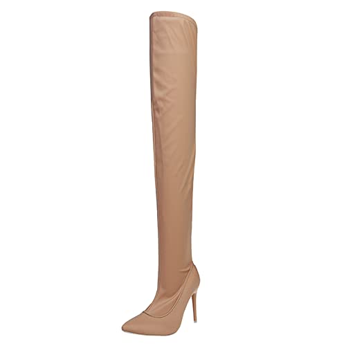 Spitze, modische Kniestiefel für Damen, dünne Zehenschuhe, die Over-Heels, einfarbig, Damenstiefel für Damen unter dem Knie, khaki, 39 EU Spitze, modische Kniestiefel für Damen, dünne Zehenschuhe, die Over-Heels, einfarbig, Damenstiefel für Damen unter dem Knie, khaki, 39 EU von Generisch