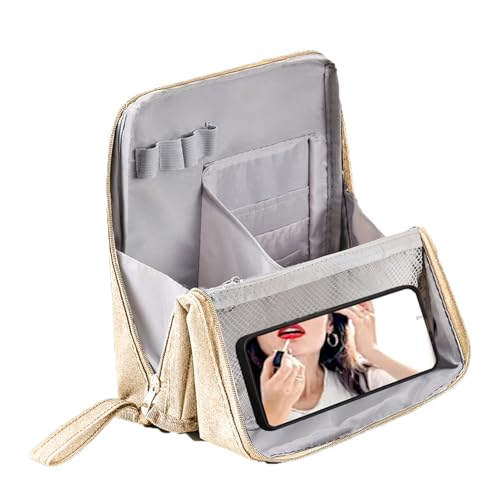 Stehende Make-up-Tasche – tragbare Tasche, wasserdichte Hülle, Aufbewahrung, stehender Organizer mit mehreren Fächern, tragbar für Kosmetikspiegel, Cremefarben, Refer to description, Unisex Stehende Make-up-Tasche – tragbare Tasche, wasserdichte Hülle, Aufbewahrung, stehender Organizer mit mehreren Fächern, tragbar für Kosmetikspiegel, Cremefarben, Refer to description, Unisex von Generisch