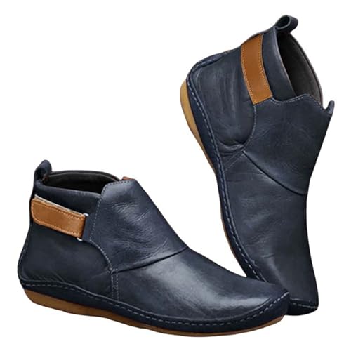 Stiefeletten Damen Kurz Flach KnöChelschuhe - Rund Toe Rutschfeste Lederschuhe Freizeitschuhe Vintage Kurzstiefel - Leicht Bequeme Atmungsaktiv Business Schuhe Walkingschuhe Einfarbig Damenstiefel Stiefeletten Damen Kurz Flach KnöChelschuhe - Rund Toe Rutschfeste Lederschuhe Freizeitschuhe Vintage Kurzstiefel - Leicht Bequeme Atmungsaktiv Business Schuhe Walkingschuhe Einfarbig Damenstiefel von Generisch