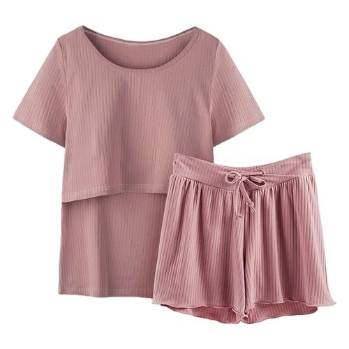 Still Schlafanzug Damen, Stillpyjama Set Damen Kurz Zweiteiliger Still Pyjama Baby Umstands Kurzarm Stillshirt Shorts Mutterschaft Schlaf Schwangerschaft Stillfunktion Nachtwäsche Hausanzug (Red, XL) Still Schlafanzug Damen, Stillpyjama Set Damen Kurz Zweiteiliger Still Pyjama Baby Umstands Kurzarm Stillshirt Shorts Mutterschaft Schlaf Schwangerschaft Stillfunktion Nachtwäsche Hausanzug (Red, XL) von Generisch