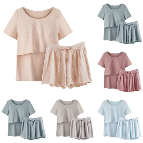 Still Schlafanzug Damen, Stillpyjama Set Damen Kurz Zweiteiliger Still Pyjama Baby Umstands Kurzarm Stillshirt und Shorts Mutterschaft Schlaf Schwangerschaft Stillfunktion Nachtwäsche Hausanzug Still Schlafanzug Damen, Stillpyjama Set Damen Kurz Zweiteiliger Still Pyjama Baby Umstands Kurzarm Stillshirt und Shorts Mutterschaft Schlaf Schwangerschaft Stillfunktion Nachtwäsche Hausanzug von Generisch