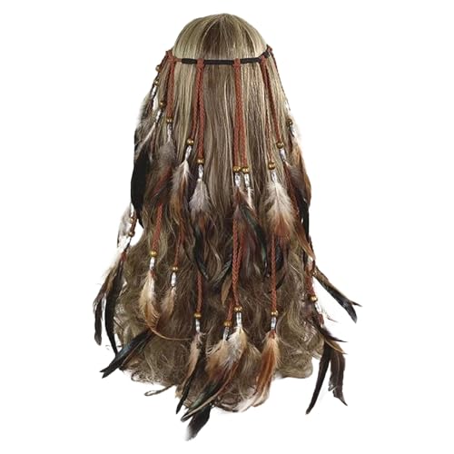 Stirnband Festival, Haarband mit Federn 1920er Federstirnband Rainbow Boho-Kopfschmuck Verkleidungsfest Faschingskostüm Kopfschmuck für Damen Lady Stirnband Indianerin Wilder Westen, (Brown, One Size) Stirnband Festival, Haarband mit Federn 1920er Federstirnband Rainbow Boho-Kopfschmuck Verkleidungsfest Faschingskostüm Kopfschmuck für Damen Lady Stirnband Indianerin Wilder Westen, (Brown, One Size) von Generisch