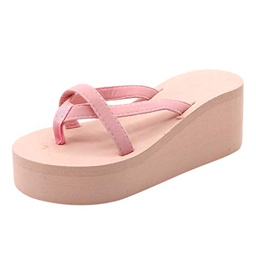 Strand-Flip-Flops für Damen, rutschfest, hohe Absätze, verdickte Plateau-Flip-Flops, Kreuzriemen, Walking-Flip-Flop, Strand-Slides, Indoor-Outdoor-Schuhe, EVA-Sandalen, Sommer, Plateau-Slipper, rose, von Generisch