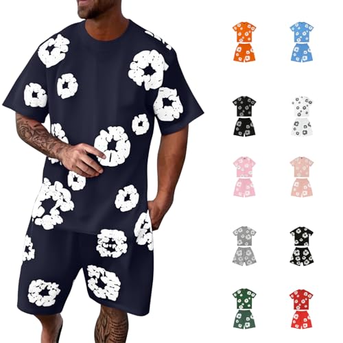 T-Shirt & Shorts Set 2-Teilig Unisex Sommer Schaumdruck Trainingsanzug, Jogginganzug Kurzarm Bequemer Hip Hop Tracksuit, Oversized Sportkleidung Baumwoll-Mix Y2K Style Loungewear für Damen & Herren T-Shirt & Shorts Set 2-Teilig Unisex Sommer Schaumdruck Trainingsanzug, Jogginganzug Kurzarm Bequemer Hip Hop Tracksuit, Oversized Sportkleidung Baumwoll-Mix Y2K Style Loungewear für Damen & Herren von Generisch
