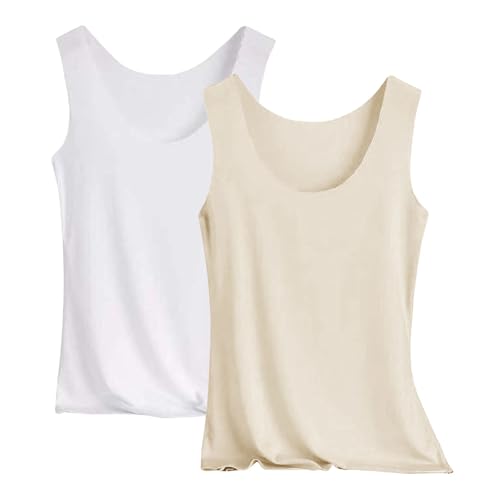 Tank Top Damen 2Er-Pack Basic Tops Damen Rundhals Tank Tops Ärmellose Cami Tanktops Spaghettiträger Sommer Blusentop Träger-Tops Baumwolle Unterhemd Shirt Blusen Casual Weste Strand Vest Tank Top Damen 2Er-Pack Basic Tops Damen Rundhals Tank Tops Ärmellose Cami Tanktops Spaghettiträger Sommer Blusentop Träger-Tops Baumwolle Unterhemd Shirt Blusen Casual Weste Strand Vest von Generisch
