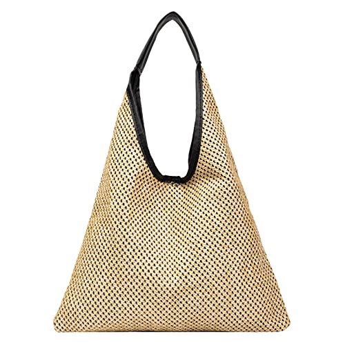 Taschen Gurtband Breit Frauen Schultertasche Unterarm Bolsa De Woven Handtasche Casual Große Kapazität Strand Tasche Leggings Mit Taschen Für (Khaki, One Size) von Generisch