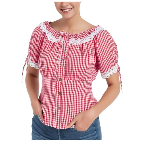 Trachtenbluse Damen, Trachtenbluse Damen Kurzarm Karierte Bluse Trachten Oberteil Bayrische Oktoberfest Outfit Karohemd Casual Hemdbluse, L Trachtenbluse Damen, Trachtenbluse Damen Kurzarm Karierte Bluse Trachten Oberteil Bayrische Oktoberfest Outfit Karohemd Casual Hemdbluse, L von Generisch