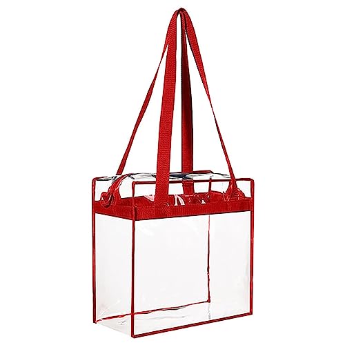 Transparente PVC-Tasche, quadratisch, große Kapazität, Reise-Aufbewahrungstasche, tragbare Umhängetasche, Handtasche, Organizer, Tragetasche, rot, Einheitsgröße Transparente PVC-Tasche, quadratisch, große Kapazität, Reise-Aufbewahrungstasche, tragbare Umhängetasche, Handtasche, Organizer, Tragetasche, rot, Einheitsgröße von Generisch