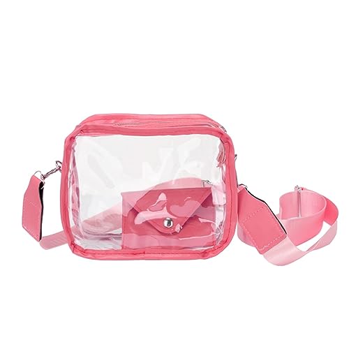 Transparente Umhängetasche, Handtasche, Stadion-zugelassen, veganes Leder, Konzerttasche für Damen und Herren, hot pink, Einheitsgröße Transparente Umhängetasche, Handtasche, Stadion-zugelassen, veganes Leder, Konzerttasche für Damen und Herren, hot pink, Einheitsgröße von Generisch