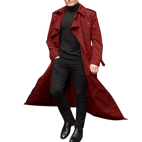 Trenchcoat Herren Lang Sommer - Herrenmantel Kurz Outwear Mit Gürtel Revers Lang Mantel Zweireihiger Windbreaker Einfarbig Winterjacke Baggy Winter Jacke Zweireihiger Windbreaker Leichte Wollematel Trenchcoat Herren Lang Sommer - Herrenmantel Kurz Outwear Mit Gürtel Revers Lang Mantel Zweireihiger Windbreaker Einfarbig Winterjacke Baggy Winter Jacke Zweireihiger Windbreaker Leichte Wollematel von Generisch