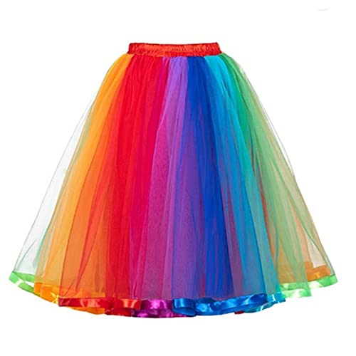 Tutu Tüllrock Petticoat Damenrock Tutu Regenbog-Rock Mädchen Tutu Tüll Rock Damen Karneval Kostüm Tanzkleid Damen Tütü Ballettkleidung Frauen Tutu Tüll Rock Tüllrock (A-d, One Size) von Generisch