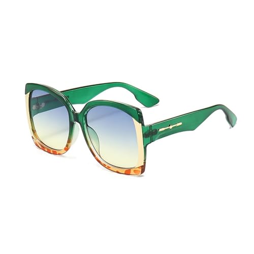 UV-Schutz-Sonnenbrille für Damen, Retro, Vintage, übergroß, Farbverlauf, Damen-Sonnenbrille, Grün, Blau, Gelb, Einheitsgröße UV-Schutz-Sonnenbrille für Damen, Retro, Vintage, übergroß, Farbverlauf, Damen-Sonnenbrille, Grün, Blau, Gelb, Einheitsgröße von Generisch