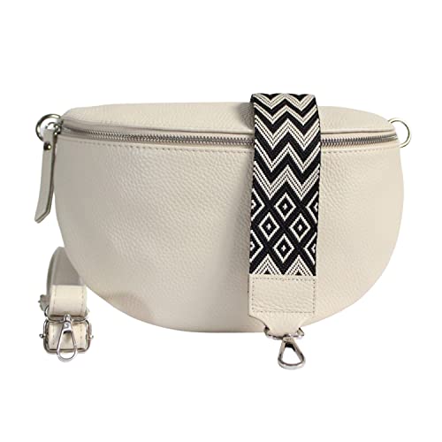 Umhängetasche Damen Stylisch ein crossbody bag damen Nappa, Genuine Leder Bauchtasche Sehr schone Gürteltasche Crossbag Ledertasche Made in Italy (Beige) von Generisch