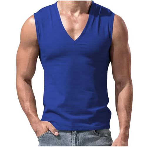 Unterhemd Männer Herren Trägershirt V-Ausschnitt Sportshirt Einfarbig Ärmellose T-Shirt Casual Unterziehshirt Gym Tank Top Laufshirt Slim Fit Atmungsaktiv Weste Blau M Unterhemd Männer Herren Trägershirt V-Ausschnitt Sportshirt Einfarbig Ärmellose T-Shirt Casual Unterziehshirt Gym Tank Top Laufshirt Slim Fit Atmungsaktiv Weste Blau M von Generisch