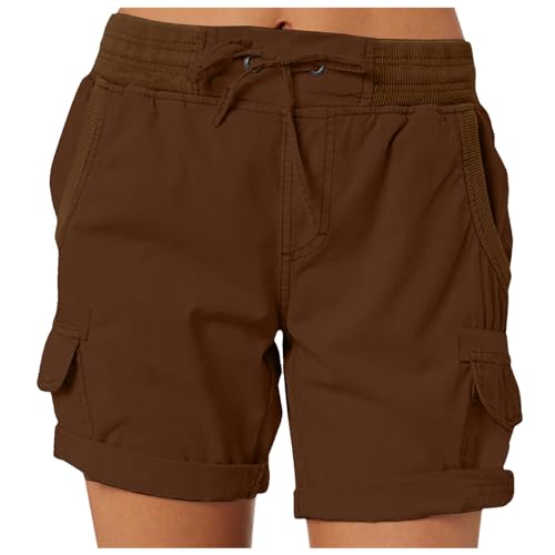 Wandershorts Damen, Cargo Shorts Damen Mit Taschen Bermuda Hosen Mit Gummizug Arbeitshose High Waist Kurze Hose Kurz Wandershorts Outdoor Wanderhose Sommer Jogginghose Baggy Sweatshorts, Braun, XXL Wandershorts Damen, Cargo Shorts Damen Mit Taschen Bermuda Hosen Mit Gummizug Arbeitshose High Waist Kurze Hose Kurz Wandershorts Outdoor Wanderhose Sommer Jogginghose Baggy Sweatshorts, Braun, XXL von Generisch
