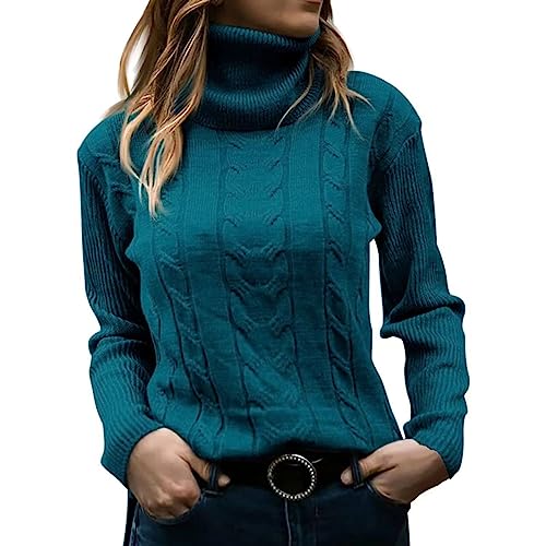 Warmer Winter-Rollkragenpullover für Damen, Mädchen, Damen, modisch, einfarbig, Rollkragen-Strickwaren, Retro-Langarmpullover, Damenmode, mintgrün, L Warmer Winter-Rollkragenpullover für Damen, Mädchen, Damen, modisch, einfarbig, Rollkragen-Strickwaren, Retro-Langarmpullover, Damenmode, mintgrün, L von Generisch