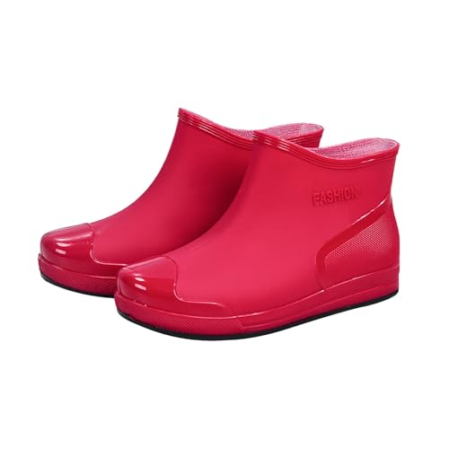 Wasserdichte Wanderschuhe für Damen, kurzer Schlauch, Kunststoff, Wasserschuhe mit rutschfester Sohle, warm, wasserdicht, Gummistiefel, weite Passform, Stiefeletten für Damen, Größe 40, rot, 37.5 EU Wasserdichte Wanderschuhe für Damen, kurzer Schlauch, Kunststoff, Wasserschuhe mit rutschfester Sohle, warm, wasserdicht, Gummistiefel, weite Passform, Stiefeletten für Damen, Größe 40, rot, 37.5 EU von Generisch