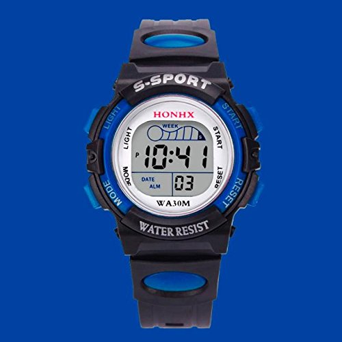 Watches Uhr Kinder Geschenk Jungen Digital Kinder Sport Uhr wasserdicht Alarm Datum Herrenuhr Digitaluhr Damen Wasserdicht Rechteckig (Blue, One Size) von Generisch