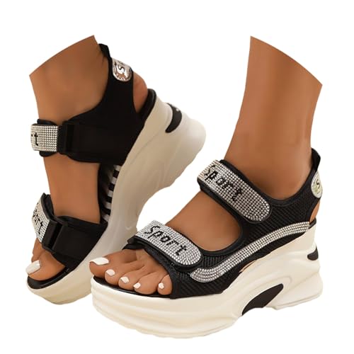 Wedges Damen Keilabsatz Schwarz - Bequeme Zehenbereich Knöchelriemen Kreuzgurte Orthopädische Slingback Peeptoes Modische Schlupfsandalen Offener Freizeitschuhe Strand Bohemia Wedges Damen Keilabsatz Schwarz - Bequeme Zehenbereich Knöchelriemen Kreuzgurte Orthopädische Slingback Peeptoes Modische Schlupfsandalen Offener Freizeitschuhe Strand Bohemia von Generisch