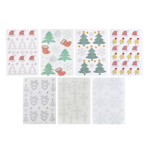 Weihnachtsschmuck zum Aufkleben im Gesicht, Weihnachtsaufkleber mit Edelsteinen im Gesicht,7 Blatt Gesichts-Bling-Bastelarbeiten - Strass-Aufkleber-Set, Weihnachts-Gesichts-Edelsteine für Festival-K Weihnachtsschmuck zum Aufkleben im Gesicht, Weihnachtsaufkleber mit Edelsteinen im Gesicht,7 Blatt Gesichts-Bling-Bastelarbeiten - Strass-Aufkleber-Set, Weihnachts-Gesichts-Edelsteine für Festival-K von Generisch