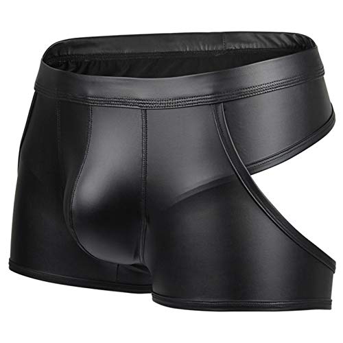 Wet-Look Herren Boxershorts Erotik Dessous Unterwäsche Große Größen Slips Latex Herren Sexy Strings Herren Sexy Thong Lack- Optik Hipster Männer Slip Pants Penisloch Unterhose Latex Kurze Hose #2 von Generisch