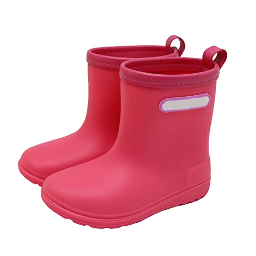 Winter Junge 29 Baby Kinder Easy On Regenschuhe Stiefel für kurze Regenstiefel Leichte Schuhe für regnerische Tage Gummistiefel Kinder Gefüttert (Red, 24 Infant) von Generisch