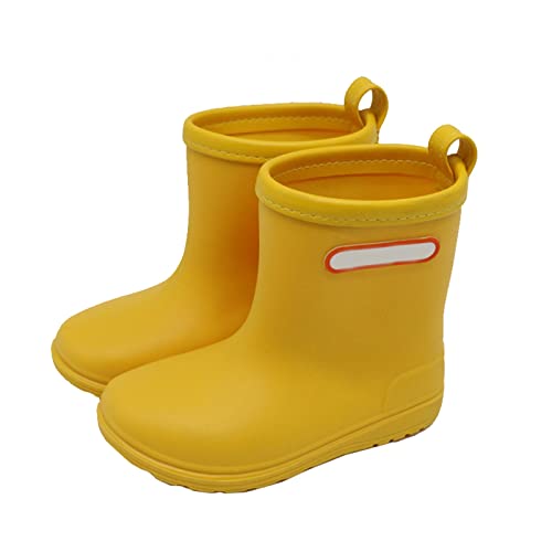 Winter Junge 29 Baby Kinder Easy On Regenschuhe Stiefel für kurze Regenstiefel Leichte Schuhe für regnerische Tage Gummistiefel Kinder Gefüttert (Yellow, 25 Toddler) von Generisch