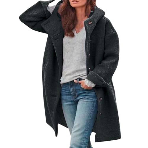 Winterjacke für Damen, langärmelig, lässig, flauschig, lockere Passform, warm, Winter, Outwear, modische Reversjacke, Mäntel, Gürtel, Mantel, Wolle, Z-Dunkelgrau, XXL Winterjacke für Damen, langärmelig, lässig, flauschig, lockere Passform, warm, Winter, Outwear, modische Reversjacke, Mäntel, Gürtel, Mantel, Wolle, Z-Dunkelgrau, XXL von Generisch