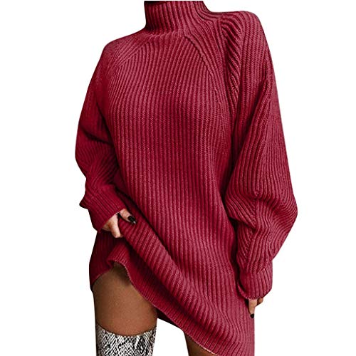 Winterkleider Damen Pulloverkleid Langarm Häkel Strickkleid Sweatkleid Norweger Grobstrick Longpullover Loose Ausgefallene Strickpullover Midikleid Kleid Wollpullover Winterkleid Weihnachtspullover von Generisch