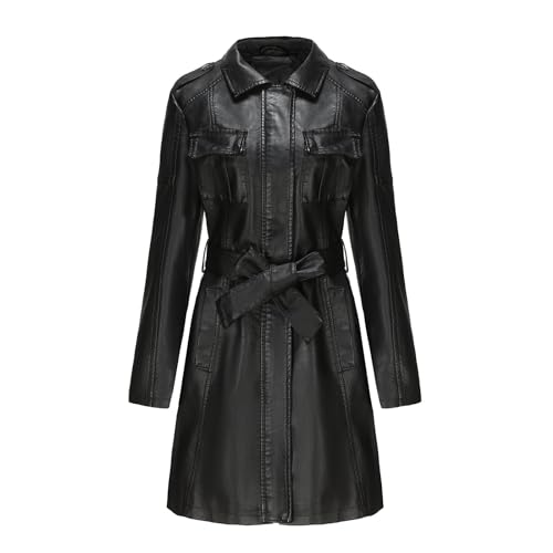Wintermantel Damen Lang,Lederjacke Damen Lang Leder Langarm Ledermantel Mit Gürtel Revers Trenchcoat Übergangsmantel Moto Biker Kunstlederjacke Warme Winterjacket Slim Fit Kurzmantel Winterjacke Wintermantel Damen Lang,Lederjacke Damen Lang Leder Langarm Ledermantel Mit Gürtel Revers Trenchcoat Übergangsmantel Moto Biker Kunstlederjacke Warme Winterjacket Slim Fit Kurzmantel Winterjacke von Generisch
